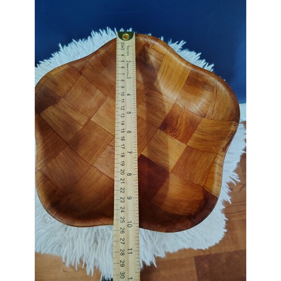 Vintage Weave Woven Wooden Serving Salad Bowl Decorative  Scallop Edge Country - Picture 5 of 5